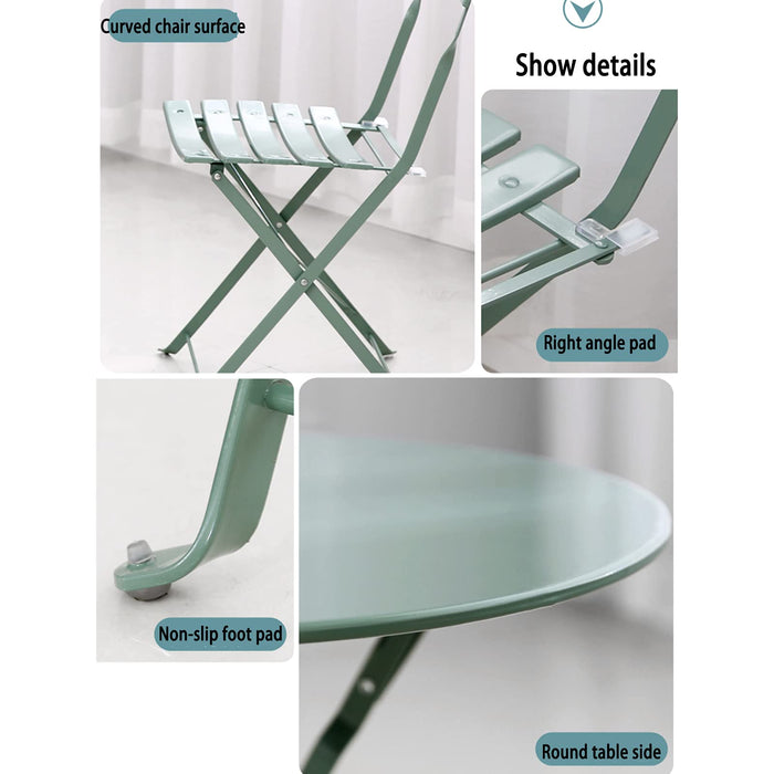 SHAOO Składany stół tarasowy i krzesło, trzyczęściowe meble składane do wewnątrz i na zewnątrz, mocne żelazne wsparcie, wielofunkcyjne zastosowanie, wygodne przechowywanie, odpowiednie do salonu / jadalni / tarasu.
