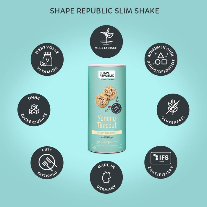 Shape Republic Vegan Slim Shake Cookie Dream (420 g), shaker do zarządzania wagą dla kobiet, bogaty w białka shake diety do odchudzania, pełnowartościowy zamiennik posiłku z 23 cennymi witaminami