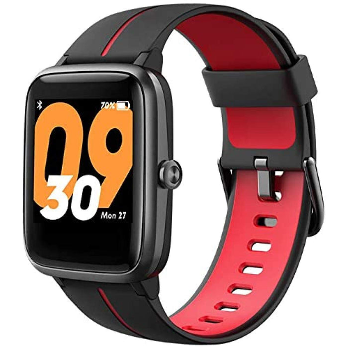 TicKasa Vibrant Fitness smartwatch dla mężczyzn i kobiet, wodoszczelność do 5 atm, monitorowanie tętna, wbudowany GPS (BlackRed)