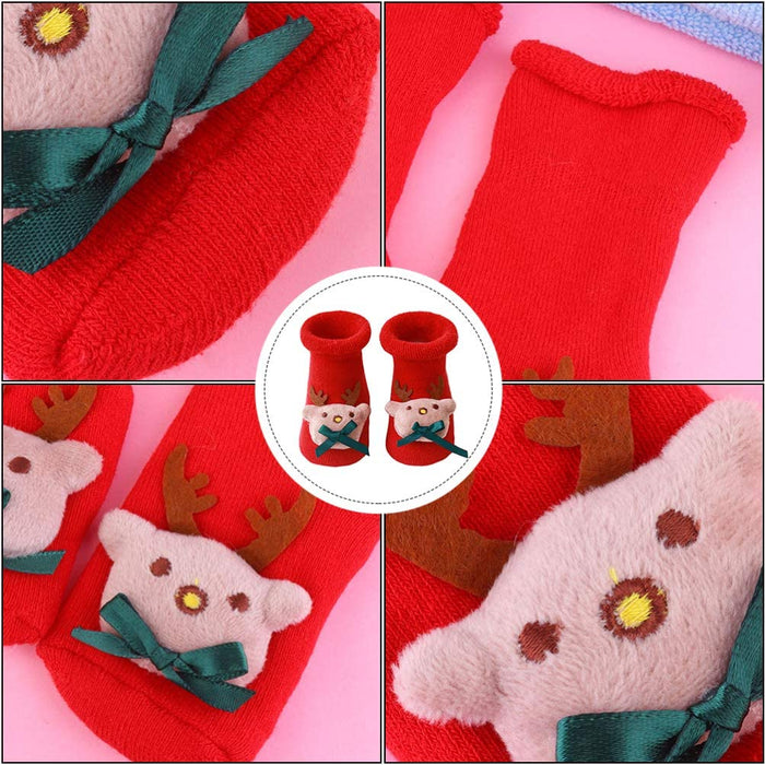 Holibanna Świąteczne skarpetki dla dzieci antypoślizgowe silikonowe skarpetki rozmyte zimowe bawełniane skarpetki grube ciepłe kapcie skarpetki skarpetki frotte dla dzieci chłopców dziewcząt niemowlęta malucha noworodka święta impreza