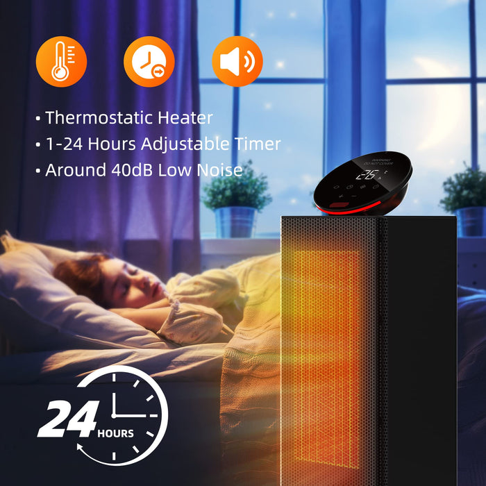 OMISOON Grzejnik 2000W, ECO grzejnik elektryczny, PTC, LED Touch, 90° oscylacji, 24H timer, 3 tryby, termostat i oszczędność energii, wielokrotna ochrona, dom