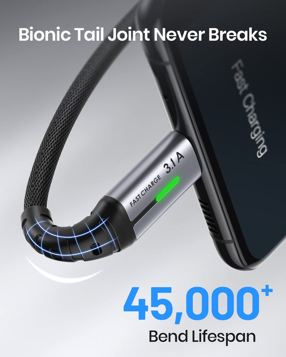 INIU Kabel do ładowania USB C, [5-pak/1+2+2+3M] kabel USB C 3,1 A szybkie ładowanie, stop cynku, nylon pleciony kabel typu C, kabel USB do USB C do Samsung S20 S10 Huawei Xiaomi OnePlus Google LG itp.