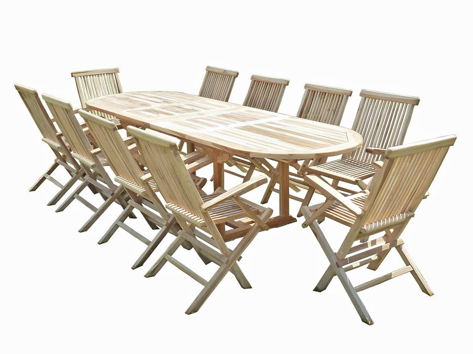 C&L Ogród MJEEJHENSF10 Zestaw mebli ogrodowych z drewna tekowego 280 x 90 x 75 cm