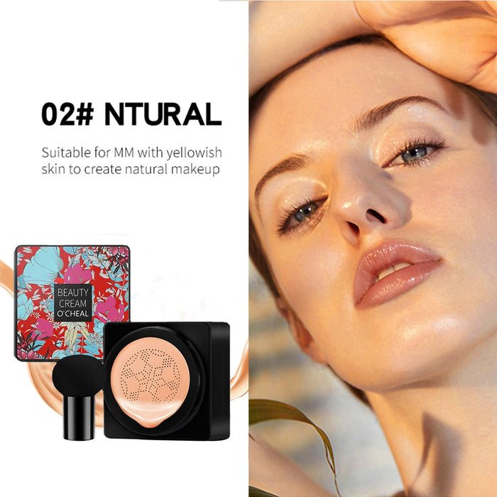 Mushroom Head Air Cushion CC Cream | Fundacja Grzybowa Głowa - Podkład Mushroom Headjasna baza do makijażu długotrwała z gąbką do makijażu grzybów Yeeda