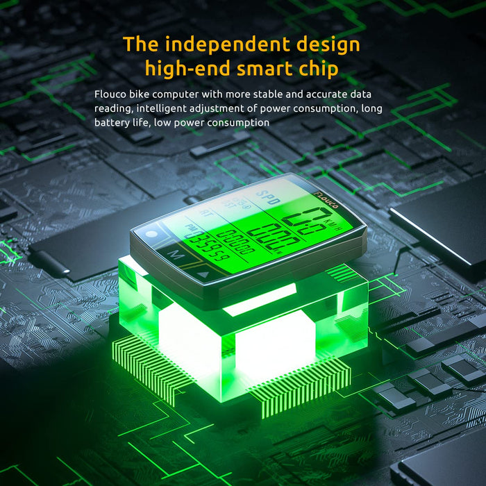 Komputer rowerowy Flouco IP68 wodoszczelny tachometr rowerowy 25 funkcji, komputer rowerowy LED, akcesoria rowerowe, prędkościomierz, rower