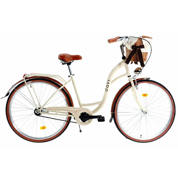 Davi Fioletowy – rower z wiklinowym koszem – rower damski – rower holenderski – rower miejski – rower dla kobiet – retro – vintage – koła aluminiowe 28 cali – 1 bieg – kosz z wyściółką