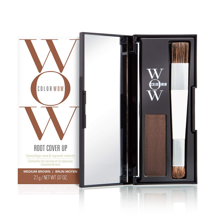 Color Wow Root Cover Up puder do rzęs, korektor do włosów dla kobiet i mężczyzn, puder z wodoodporną recepturą, perfekcyjne wykończenie, średni brąz, 2,1 g