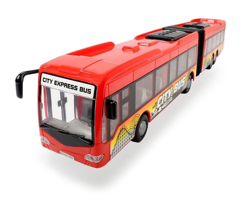 Dickie Toys 203748001 Duży Autobus miejski express, zabawkowy autokar z tarciem, drzwi otwierane, 2 wersje kolorystyczne, wybór koloru losowy czerwony lub niebieski, dla dzieci od 3 lat, 46 cm