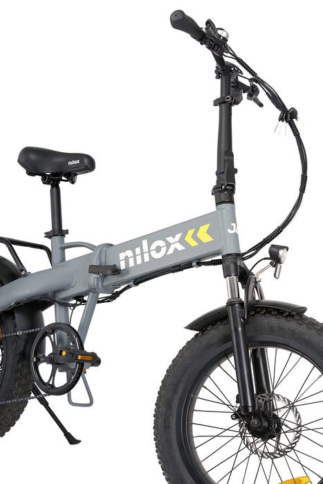 Nilox, E-Bike J4 Plus, rower elektryczny ze wspomaganym pedałowaniem, 70 km autonomii, do 25 km/h, wymienny akumulator 36 V 13 Ah, koła 20", podwójne hamulce tarczowe