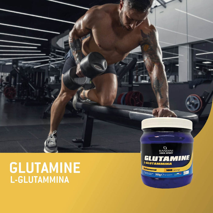 Czysta L-Glutamina Kyowa® Quality - Suplementy diety Bandini Pharma - PROSZEK - Dla dorosłych, którzy ćwiczą o wysokiej intensywności - Opakowanie 300 g - Wyprodukowano we Włoszech