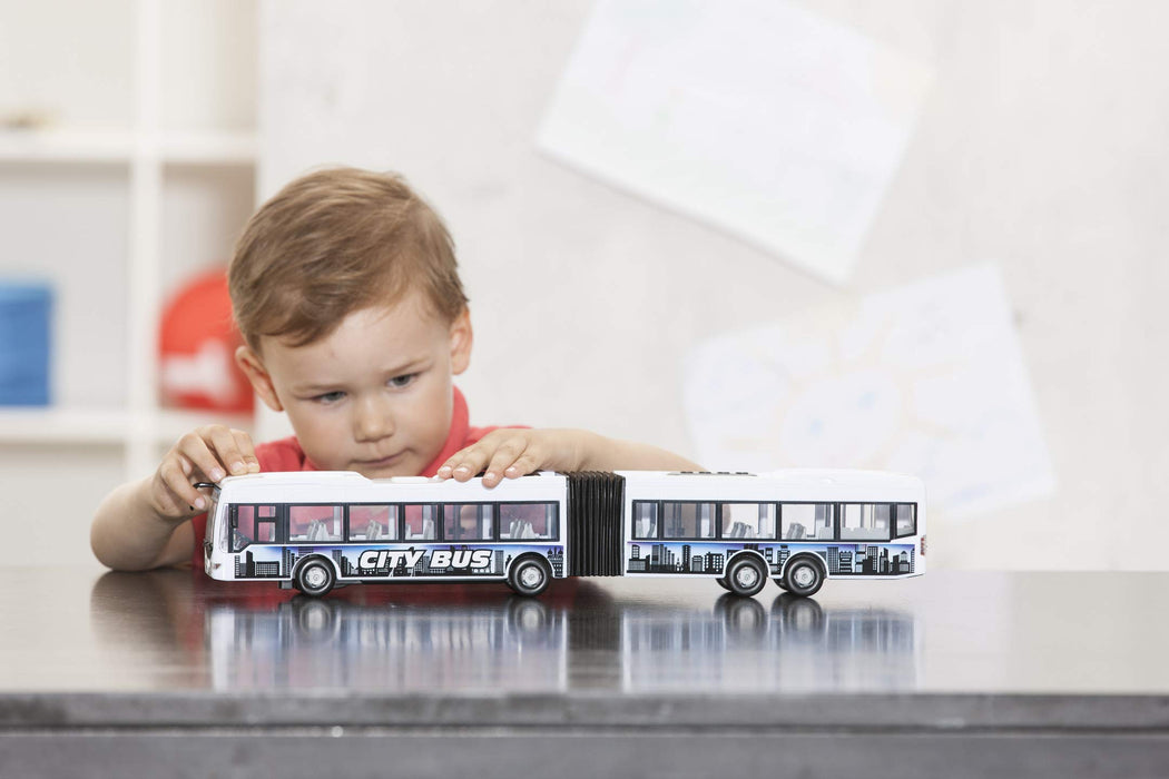 Dickie Toys 203748001 Duży Autobus miejski express, zabawkowy autokar z tarciem, drzwi otwierane, 2 wersje kolorystyczne, wybór koloru losowy czerwony lub niebieski, dla dzieci od 3 lat, 46 cm