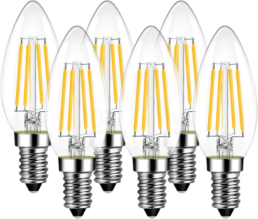 LVWIT zestaw 6 żarówek LED do żyrandola, E14 żarnik Retrofit Classic, 4 W, 470 lumenów, zastępuje 40 W, 2700K ciepła biel, szkło, bez możliwości ściemniania