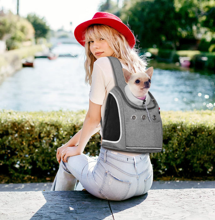 ALLSOPETS plecak dla psa torba na nosidełko dla kota plecak podróżny dla zwierząt przenośny oddychający plecak torby dla zwierząt torba na ramię piesze wycieczki torba do przenoszenia zwierząt Szary A
