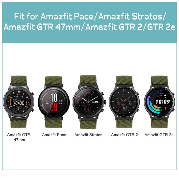 Songsier bransoletka kompatybilna z Xiaomi Amazfit GTR 2, Amazfit GTR 2e, elastyczny nylonowy pasek zamienny do zegarka Amazfit GTR 47 mm, Amazfit Stratos 3, Stratos 2, Stratos 2s, Stratos/Amazfit Pace.