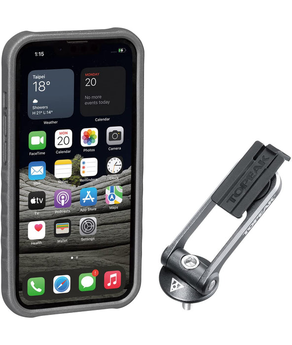 TOPEAK, Etui ochronne na smartfon Ridecase do iPhone 13 Pro z uchwytem, unisex, dla dorosłych, czarny/szary