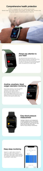 Różne funkcje, tracker fitness, kompatybilny z systemem Android i iOS, GPS Smartwatch wykrywanie zawartości tlenu we krwi, czarny Q15