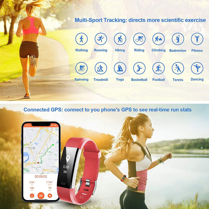 Fitness Tracker aktywności zegarek z pulsometrem, wodoszczelny, inteligentny pasek fitness z krokomierzem, licznikiem kalorii, krokomierzem dla kobiet i mężczyzn