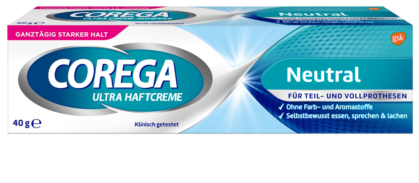 Corega ‎60000000118679 Krem Przylegający do Zębów, 40 g, Biały