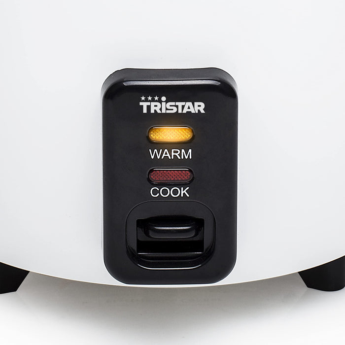 Tristar RK-6117 szybkowar do ryżu, 0,6 l, ryż dla maksymalnie 3 osób bez palenia, z funkcją utrzymania ciepła, 300 W, stal nierdzewna, biały