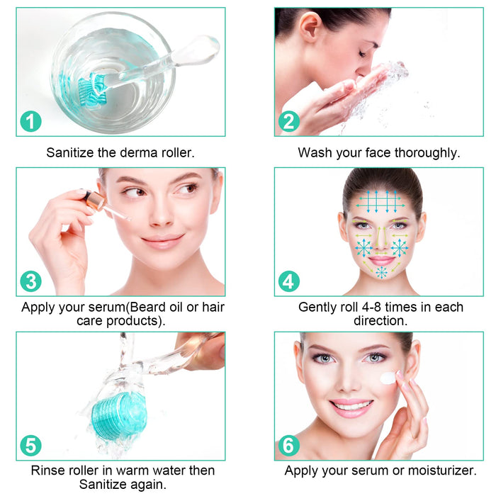 Derma roller z 192 igłami, system mikroigieł, przeciwstarzeniowy, przeciw trądzikowi, rozstępom, cellulicie, utratą skóry, wypadaniu włosów