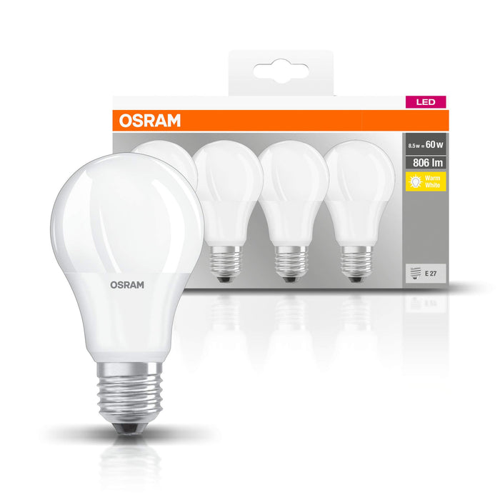 OSRAM Lampa LED | Trzonek: E27 | Ciepły biały | 2700 K | 8,50 W | matowe | LED BASE CLASSIC A [Klasa efektywności energetycznej A+]