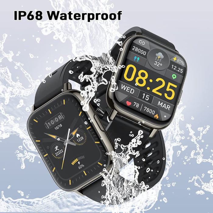 Smartwatch,1,69 Calowy Inteligentny Zegarek z Monitorowanie Tętna Monitorowanie Snu, Wodoodporny Zegarek Sportowy IP68 z Licznikiem Kroków, Zegarek Fitness na Telefony z Systemem Android iOS, Czarny