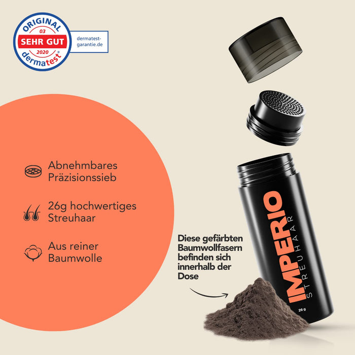 Imperio - preparat do zagęszczania włosów w ciągu kilku sekund. Kuracja dla włosów jak w salonie premium dla autentycznego wyglądu. Dobrze wzmacnia, 100% naturalna jakość.