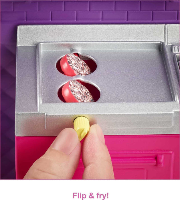 Barbie, Foodtruck Zestaw Do Zabawy Otwierana Furgonetka Z „Jedzeniem” + Ponad 30 Akcesoriów GMW07