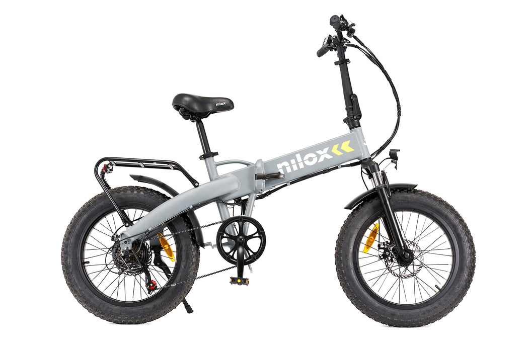 Nilox, E-Bike J4 Plus, rower elektryczny ze wspomaganym pedałowaniem, 70 km autonomii, do 25 km/h, wymienny akumulator 36 V 13 Ah, koła 20", podwójne hamulce tarczowe