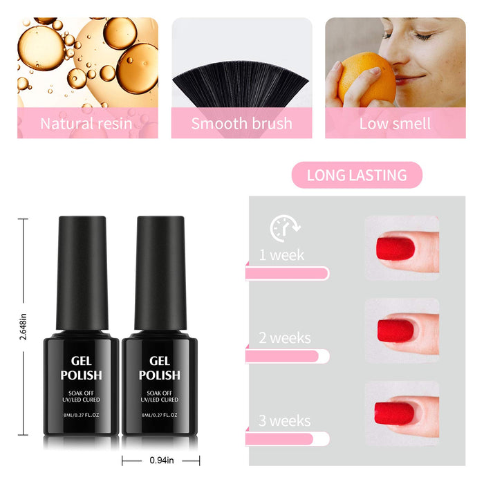 TOMICCA Półtrwały Lakier żelowy do Paznokci 6 Kolorów X 8ml UV LED Gel Soak Off Manicure Prezent Różowy Nude Zestaw