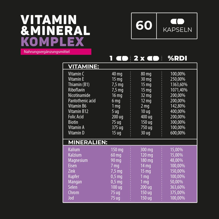 Endorfina.shop, witamina B,C i kompleks minerałów 60 kapsułek, suplement diety, fosfor, wapń, cynk, witaminy i minerały