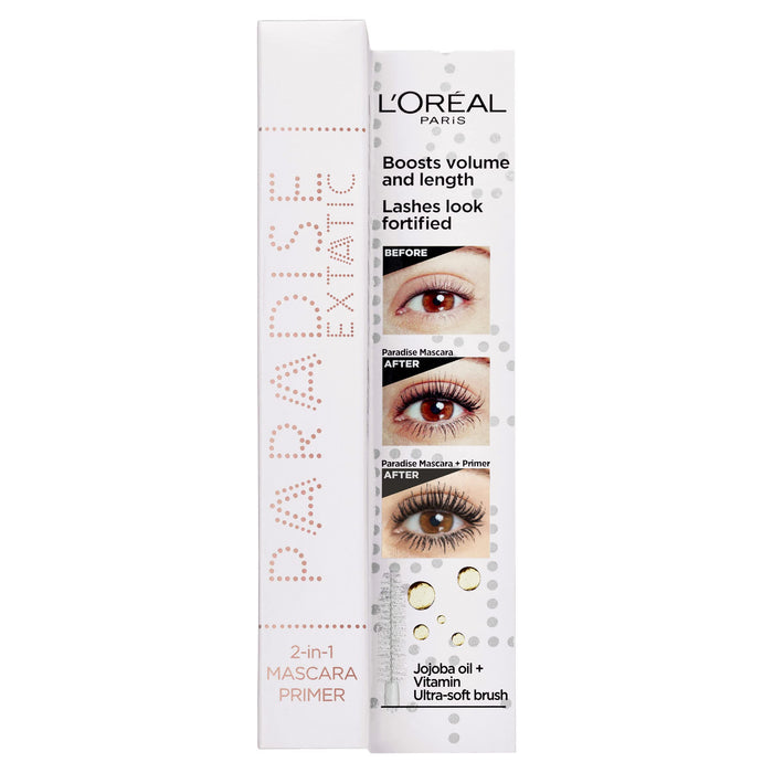 L'Oréal Paris Mascara Primer zapewnia większą długość, objętość i dłuższe trzymanie tuszu do rzęs, makijaż oczu, podkład do rzęs Lash Paradise Extatic Primer, kolor biały, 1 sztuka