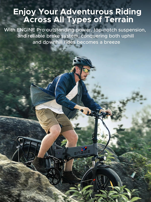 ENGWE Składany rower elektryczny dla dorosłych, 20 x 4,0 cala, elektryczny rower MTB, akumulator 48 V/16Ah, zasięg 50-120km, 8 prędkości Ebike Engine Pro