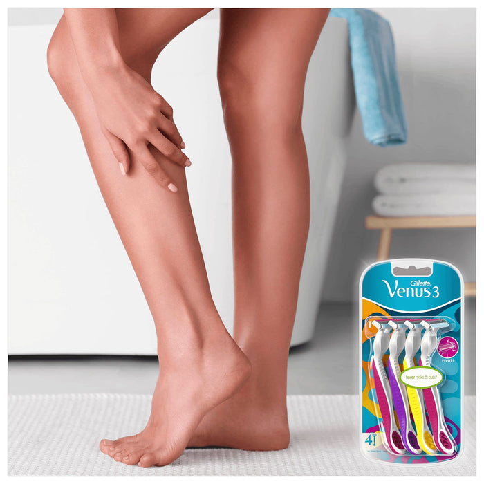 Gillette Venus 3 Maszynki Jednorazowedo Golenia dla Kobiet (6 Sztuk), Kolorowe Maszynki z 3 Ostrzami i Paskiem Nawilżającym