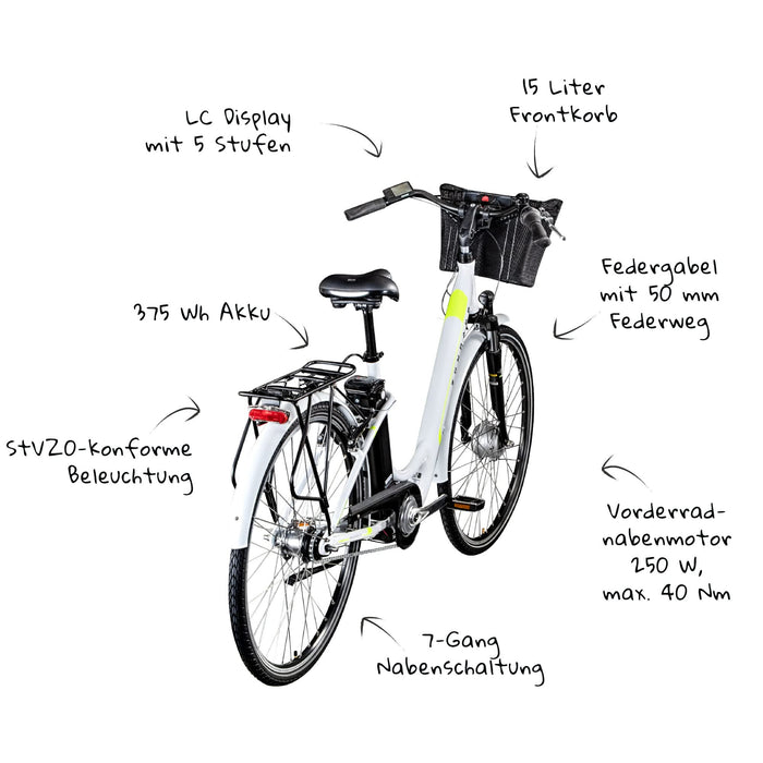 Zündapp Z517 700c elektryczny rower miejski damski Pedelec rower elektryczny damski 28 cali