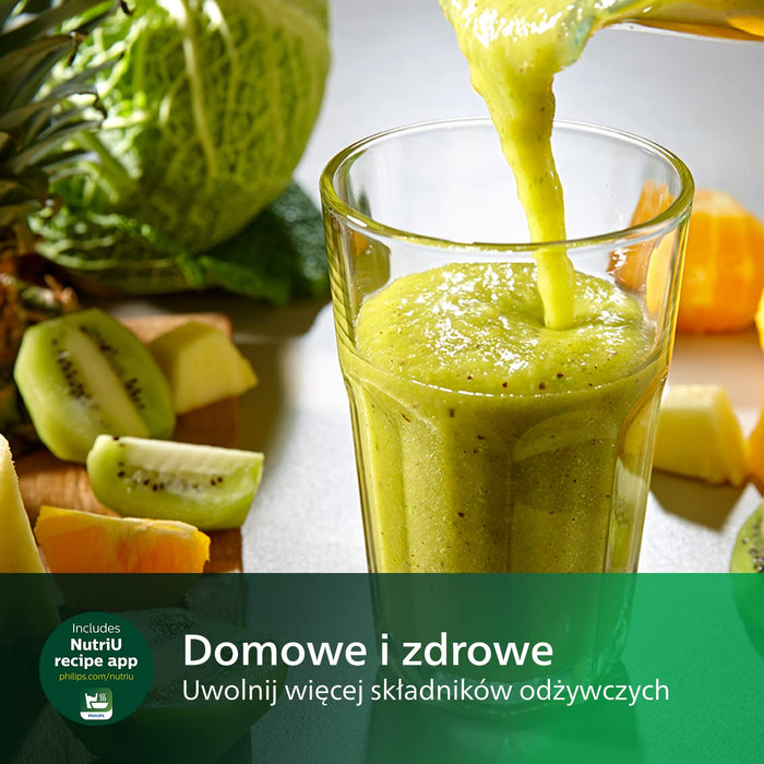 Philips Blender kielichowy oraz blender do smoothie - 1400 W, Szklany dzbanek 2 l, Aplikacja z przepisami, Płynna regulacja prędkości, Technologia ProBlend 6 3D (HR3655/00)