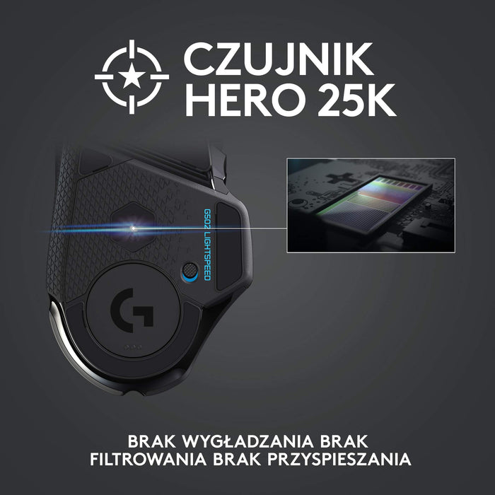 Logitech G502 Lightspeed Wireless Gaming Mouse, Bezprzewodowa Mysz Do Gier Lightspeed, Pc/Mac - Czarny ,910-005567