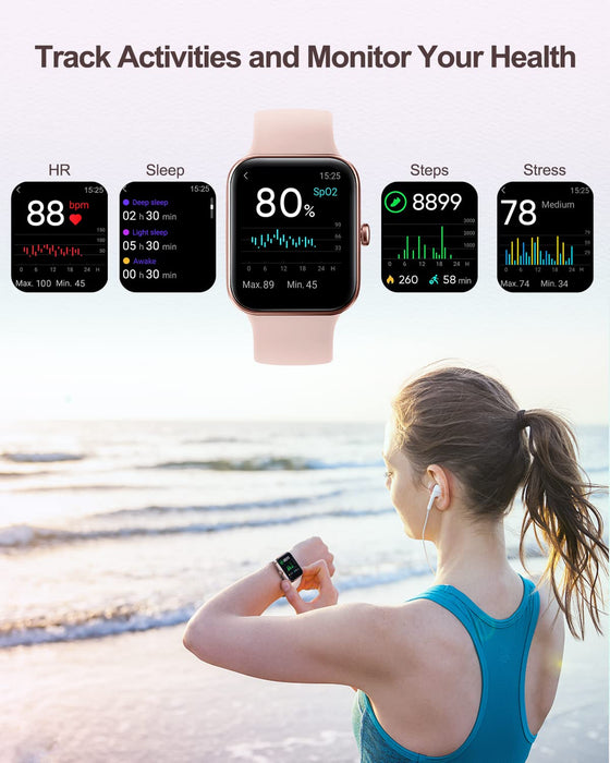 aeac damski smartwatch Sport 1,69 calowy krokomierz tlenu SpO2, inteligentny zegarek snu/monitor aktywności, spersonalizowana tarcza powiadomienia