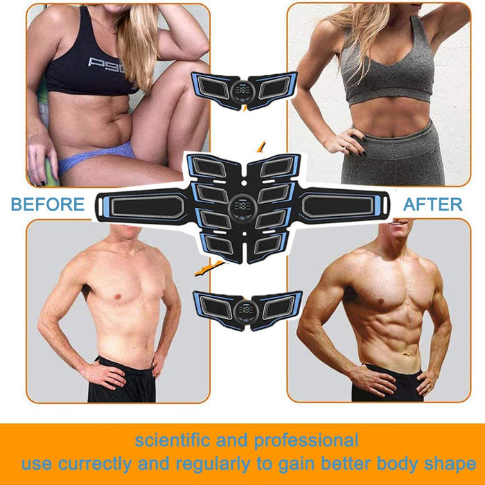 EMS stymulator mięśni, 8 podkładek trener mięśni brzucha toner elektroniczny tonujący paski treningowe domowe urządzenie fitness z USB do ładowania do brzucha nogi mężczyzn i kobiet