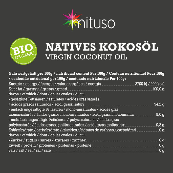 mituso Bio olej kokosowy, natywny, 1 opakowanie (1 x 1000 ml) w słoiku do naprasowania