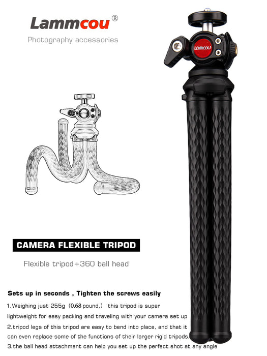 Lammcou Statyw do kamery sportowej, elastyczny statyw Octopus Gorrila z adapterem do kamery sportowej, wielofunkcyjny statyw kompatybilny z GoPro Hero 9 8 7 6 5 Osmo Sports Camera Tripod