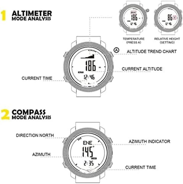 Inteligentny zegarek męski inteligentny zegarek wysokościomierz barometr kompas świecący wyświetlacz cyfrowy zegarek na zewnątrz jazda na rowerze prognoza pogody wodoodporny D, D