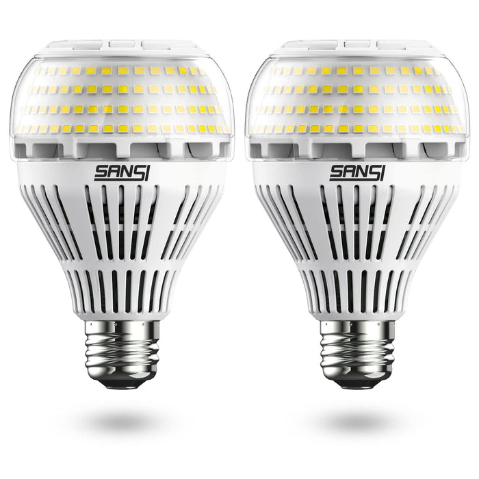 SANSI Żarówka LED E27, 22 W, zastępuje żarówkę o mocy 200 W, gwint Edison E27, 5000 kelwinów, zimna biel, 3000 lumenów, super jasne diody LED do kuchni, warsztatu, garażu, podwórza, bez możliwości ściemniania, 2 sztuki