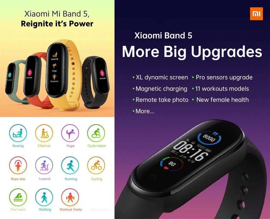 Xiaomi Mi Band 5 Activity Smart Bransoletka, monitory aktywności, czarny