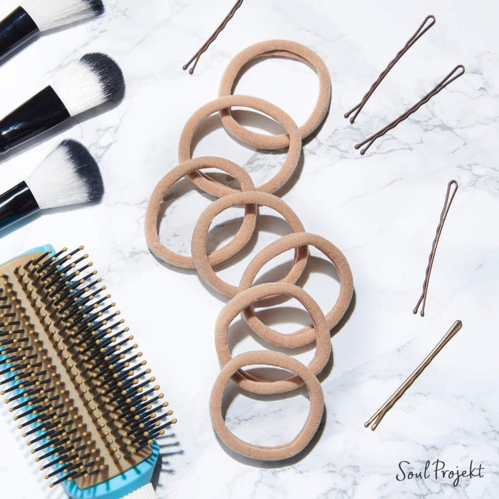 Soul Projekt Opaski do włosów blond 50 sztuk 8 mm/doskonałe wielofunkcyjne krawaty, bez metalu, mocne, elastyczne pomponki do włosów do wielu rodzajów włosów / warkoczy, warkoczy, kucyków i bułków do szkoły, pracy lub na siłownię (Blonde)