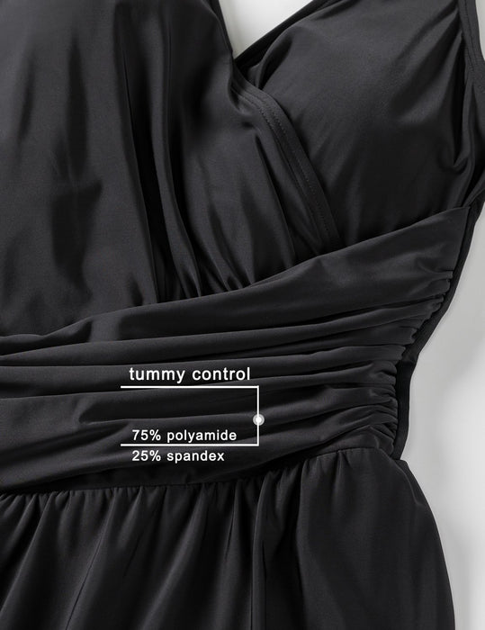 DELIMIRA Damski kostium kąpielowy – bez fiszbin, duże rozmiary, jednoczęściowy strój kąpielowy, czarny, 40 PL