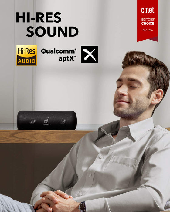 Soundcore Motion+ bezprzewodowy głośnik Bluetooth wysokiej jakości 30 W, rozszerzony bas i wysokie tony, z aplikacją, możliwość dostosowania EQ, 12-godzinny czas odtwarzania, wodoodporność IPX7, złącze USB-C