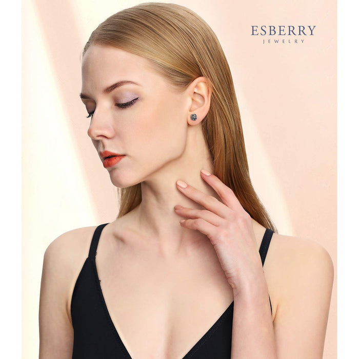 ✦ Prezent na Walentynki ✦ Esberry pozłacane 18-karatowym złotem, srebro wysokiej próby 925, kolczyki w kształcie róż, hipoalergiczne kwiaty, biżuteria dla kobiet i dziewcząt