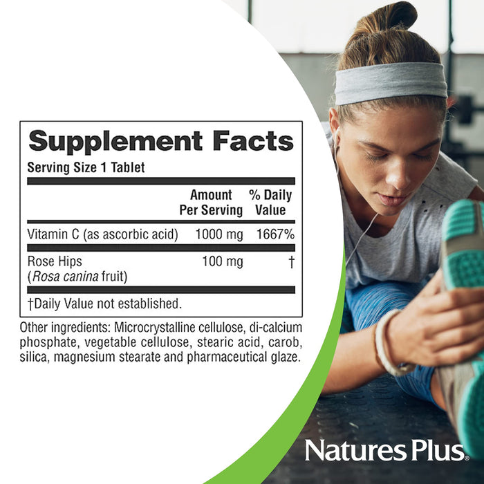 Natures Plus Witamina C 1000 mg w/Rose Hips (z dzikiej róży) 180 tabletek