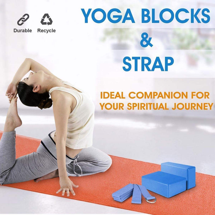JIM'S STORE Bloki do jogi, korka, klocek do jogi, klocek do jogi, z naturalnego korka, zestaw 2 szt. z pasem do jogi 1,8 m, joga, pilates, dla początkujących i zaawansowanych